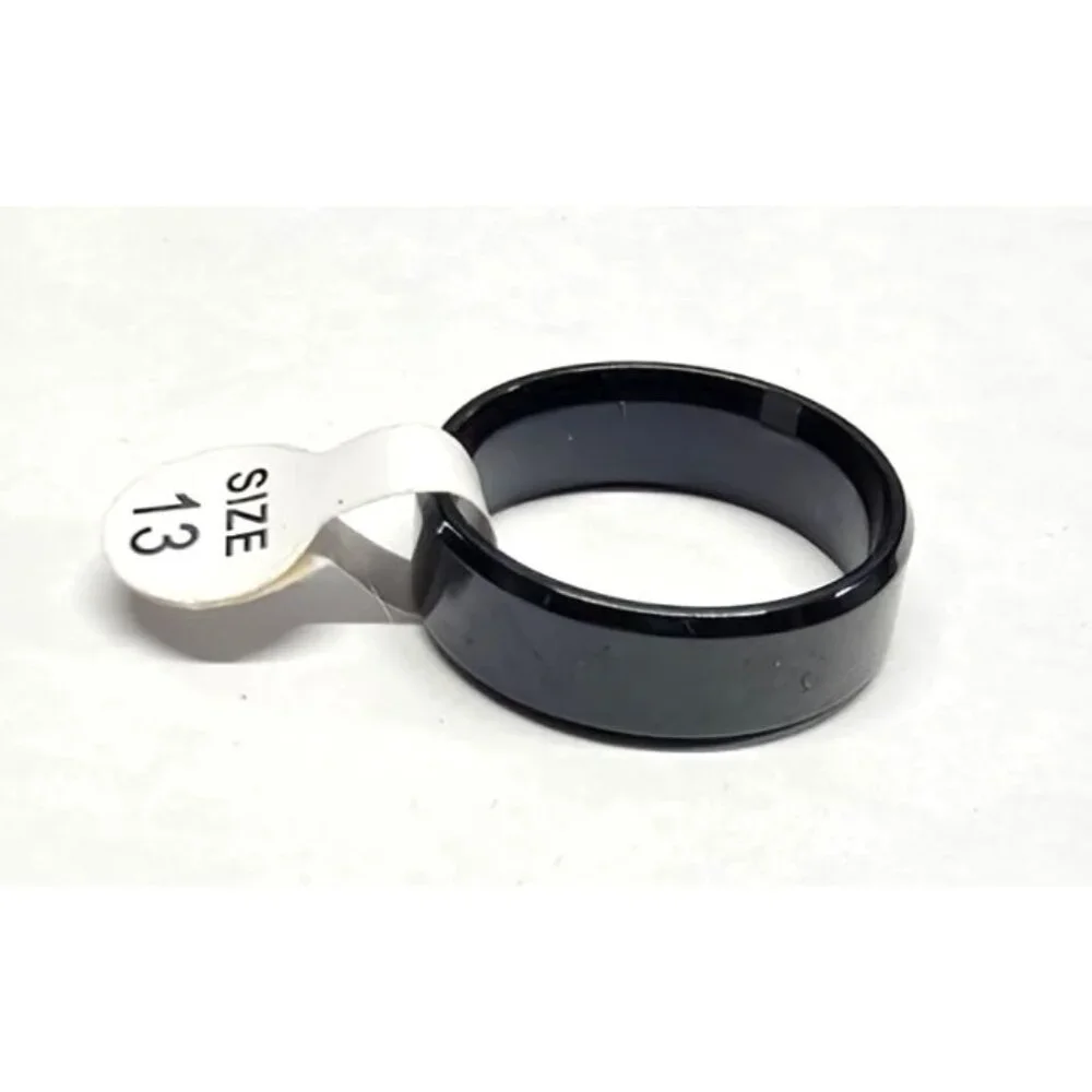 New w Tag Big Mens Black Band Ring Size 14 Sleek‎ Thumb Polished Wedding Shiny